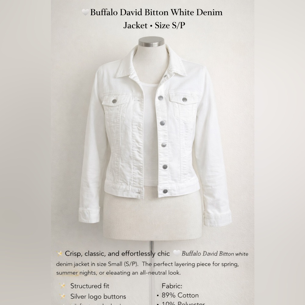 🤍 Buffalo David Bitton White Denim Jacket – Size S/P
